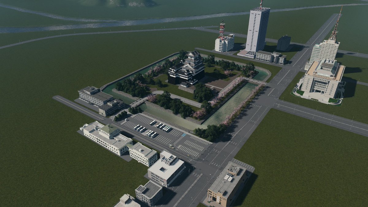 お城と官庁街製作中
 #CitiesSkylines