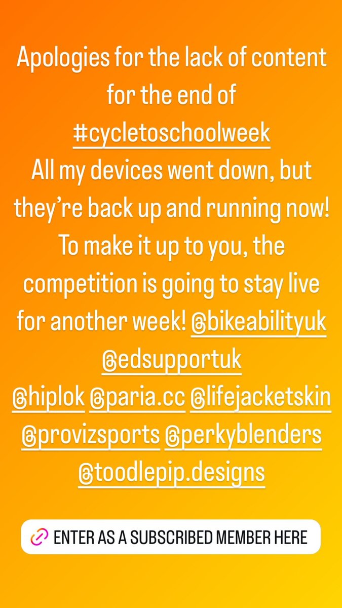 Sorry for the silence at the end of #cycletoschoolweek I had a few technical issues. To say sorry the competition is open for another week, so sign up and have a chance to win!
teachercycling.com/cycle-to-schoo…