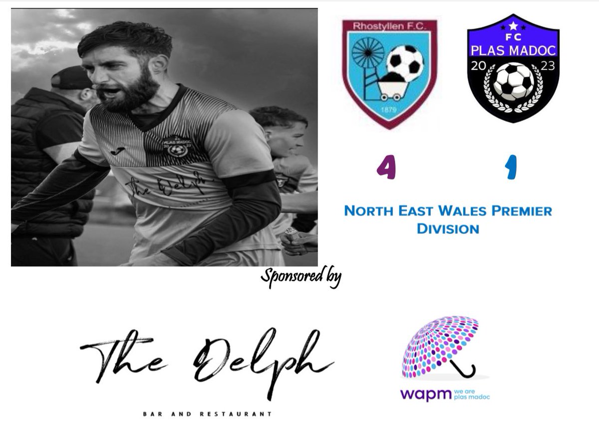 FC Plas Madoc (@fcplasmadoc) on Twitter photo Result.
Seniors went down 4-1 to <a href="/RhostyllenFC/">Rhostyllen FC</a> after a positive start. Losing Nicky Williams and Ryan Jakovlevs through injury was a blow, hopefully not too serious.
Craig Roberts scored the consolation penalty.
Sponsored by <a href="/thedelph/">The Delph Restaurant and Bar</a> and <a href="/ArePlas/">We Are Plas Madoc</a> Result.
Seniors went down 4-1 to <a href="/RhostyllenFC/">Rhostyllen FC</a> after a positive start. Losing Nicky Williams and Ryan Jakovlevs through injury was a blow, hopefully not too serious.
Craig Roberts scored the consolation penalty.
Sponsored by <a href="/thedelph/">The Delph Restaurant and Bar</a> and <a href="/ArePlas/">We Are Plas Madoc</a>