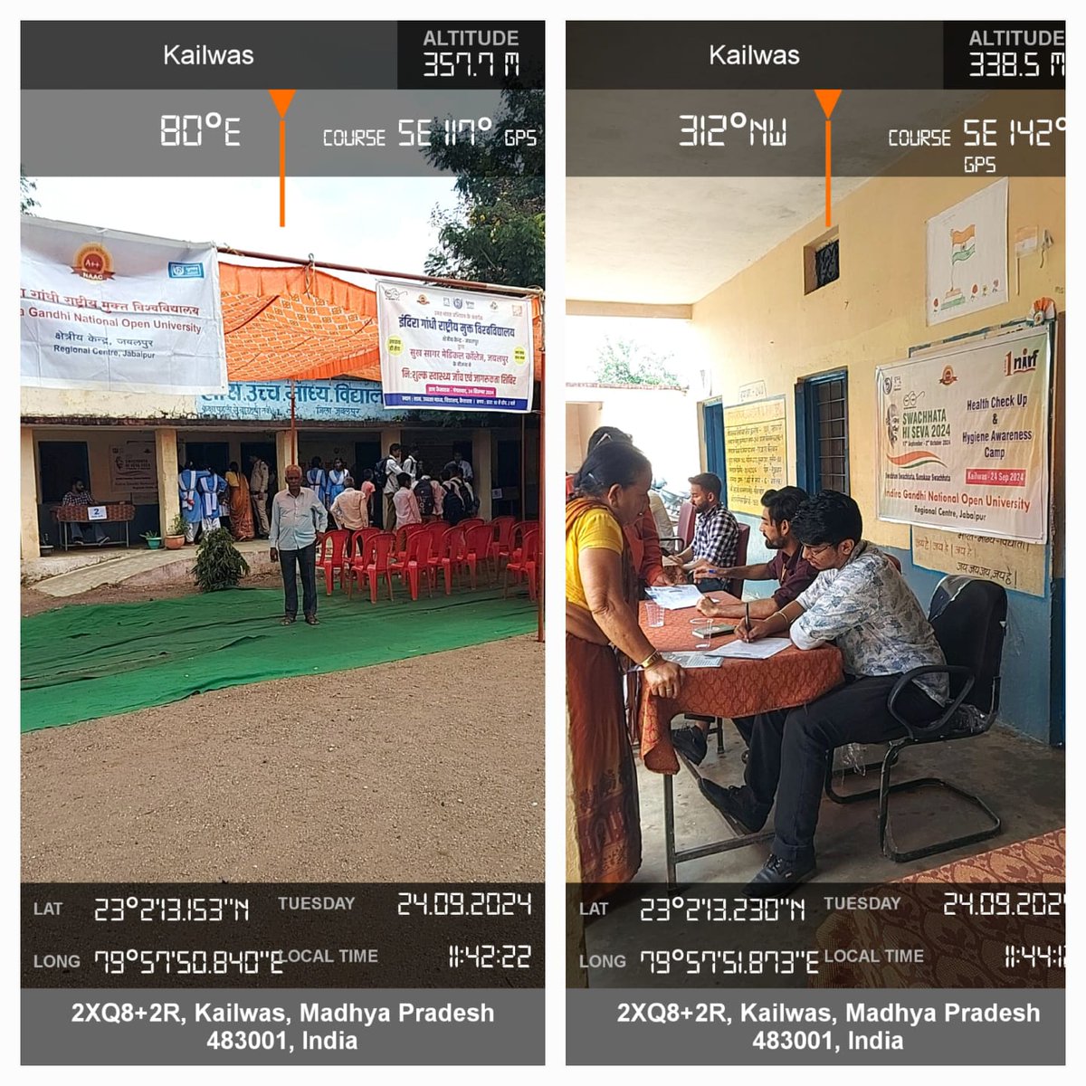 As a part of "Swachachhta Hi Sewa" campaign during the period  17th Sep.24 to 02nd Oct.24, IGNOU RC Jabalpur organised Free Health Check-up and Hygiene Awareness Camp at village Kailwas (village adopted by RC, under UBA) on 24th Sep’24.