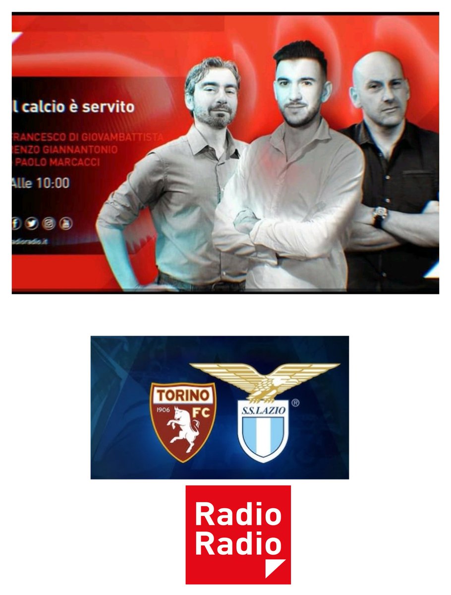 RenzoGiannanto1's tweet photo. Dalle 10:00 alle 12:00 #IlCalcioÈServito si sente solo su @RadioRadioWeb con @PaoloMarcacci feat. @steagresti @enricocamelio #BomberPruzzo @MarcoGiordano6 @MichaelCuomo7
+ alle 12:30 #SerieA2425 6a gg #radiocronaca di #TorinoLazio con @stemolinaradio & #MSantoro https://t.co/TAiy4mvauD