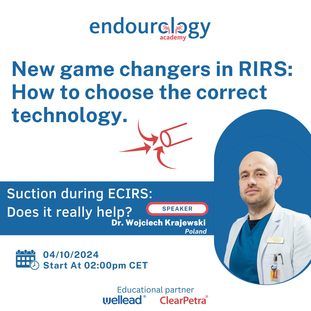 Endourology Academy (@endouroacademy) on Twitter photo Dr <a href="/wojciechpiotrk1/">wojciech_piotr_krajewski</a> will discuss about
"Suction during ECIRS : Does it really help?" during
<a href="/endouroacademy/">Endourology Academy</a> webinar "New game changers in RIRS: How to choose the correct technology." Webinar registration: endourologyacademy.com/webinar/23 supported by <a href="/ClearpetraL/">ClearPetra-Well Lead</a> Dr <a href="/wojciechpiotrk1/">wojciech_piotr_krajewski</a> will discuss about
"Suction during ECIRS : Does it really help?" during
<a href="/endouroacademy/">Endourology Academy</a> webinar "New game changers in RIRS: How to choose the correct technology." Webinar registration: endourologyacademy.com/webinar/23 supported by <a href="/ClearpetraL/">ClearPetra-Well Lead</a>