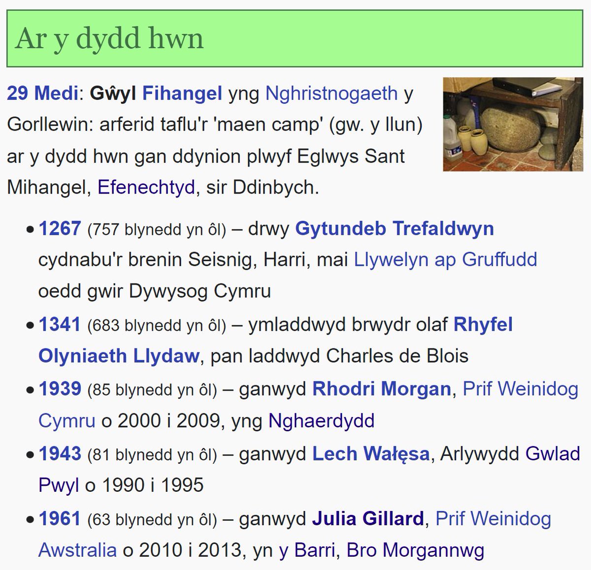 #aydh Ar y dydd hwn yn 1267 (757 blynedd yn ôl) – drwy Gytundeb Trefaldwyn fe wnaeth y Brenin Harri o Loegr gydnabod mai Llywelyn ap Gruffudd oedd gwir Dywysog Cymru.

Rhagor:
cy.wikipedia.org/wiki/Cytundeb_…