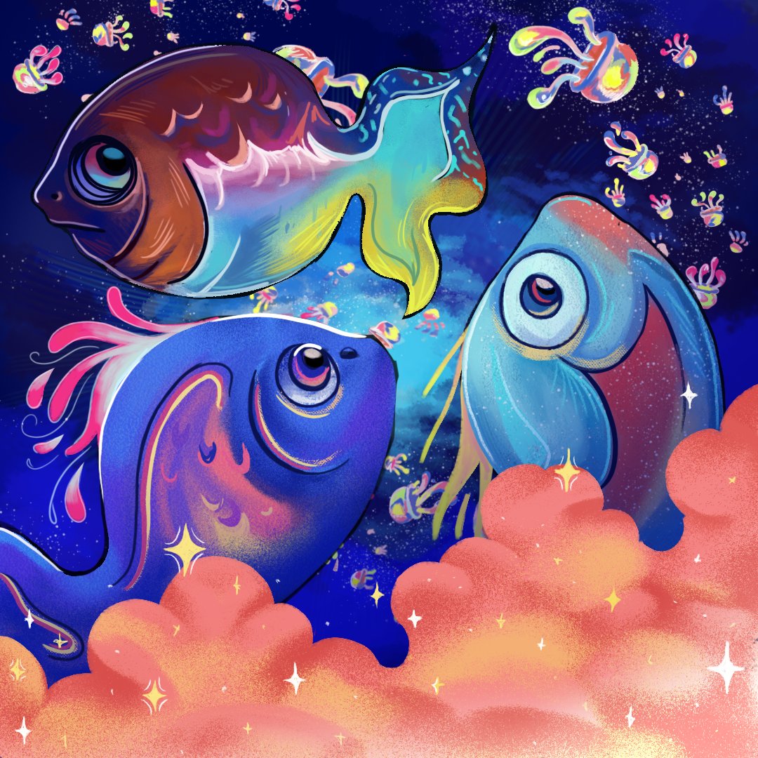 Fish on the Sky🐟☁️
I was inspired a little by kikuo's style

#illustration #kikuo