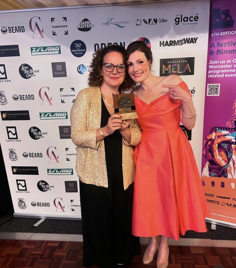 ADBarker's tweet photo. Well, what an honour this is. Me and Kate Horlor won BEST SCREENPLAY for our time travel short LAURA LIVING BACKWARDS. My first ever award, and for writing as well, which I get to share with my wife. That is very special. Thank you Worcester Film Festival. https://t.co/2HmiEWra2d