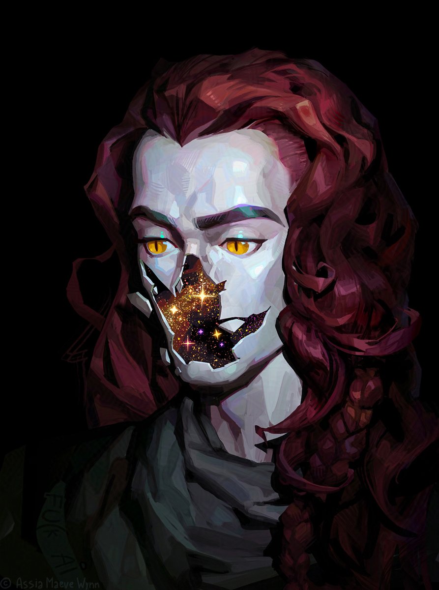 assiamay_draws's tweet image. Forgot to chime in to this art trend in time but anyway here's a Broken Starmaker ✨✨✨ #GoodOmens #GoodOmensCrowley