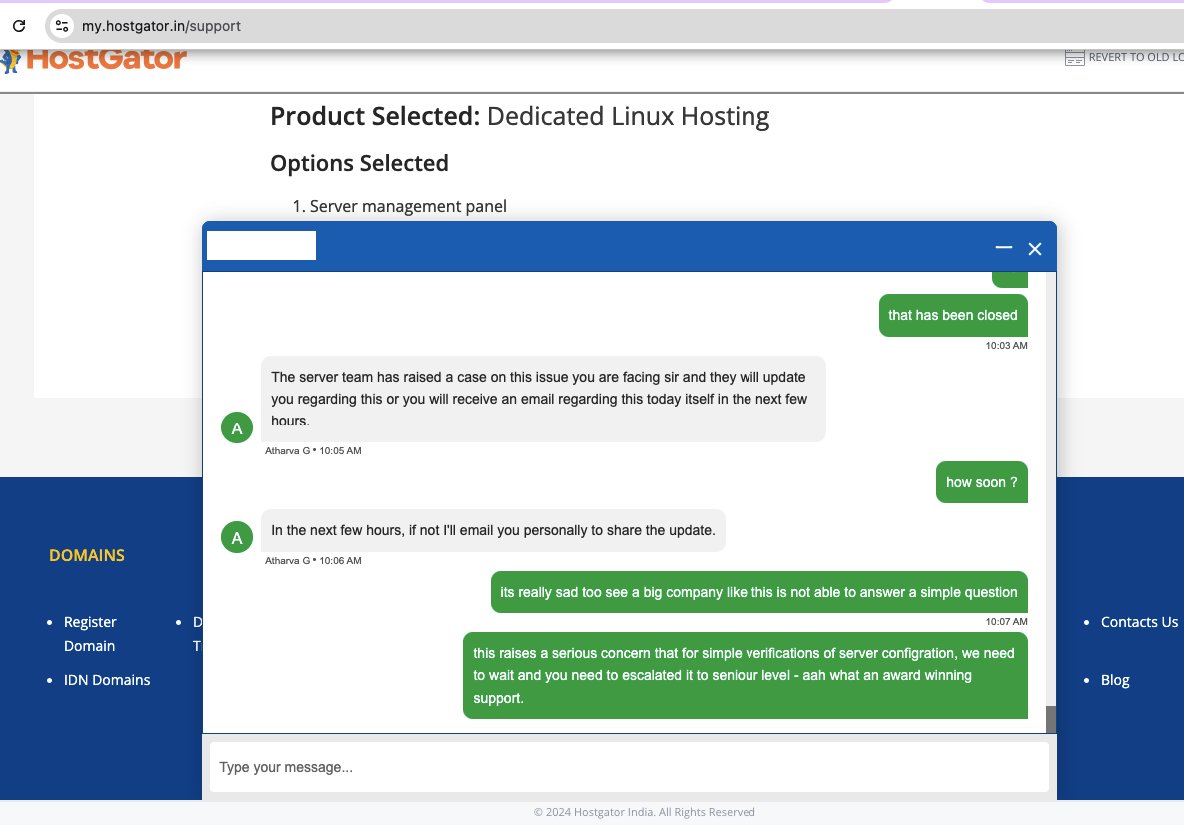 harishkrjha's tweet image. @hostgatorindia  24/7 Award Winning Support  industry-leading experts  are not able to tell me ehat they have sold to me and they have to create a support ticket so that they can show as what they have sold. You sold us SSD and Given HDD as #DedicatedLinuxServer