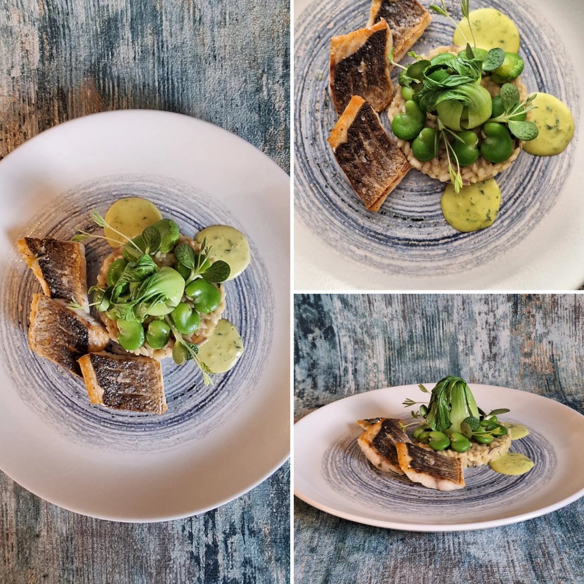 keepitcooking1's tweet photo. Seabass &amp; Kaffir Lime Leaf Risotto, Fevs, Peas, Pak-choi, Lupine Cress Emulsion ... combining bitter-sweet flavour notes with crisp, citrus freshness
#keepitcooking
#kitchensessions 
#foodstyling
#recipes https://t.co/Qgt5xXA4vF