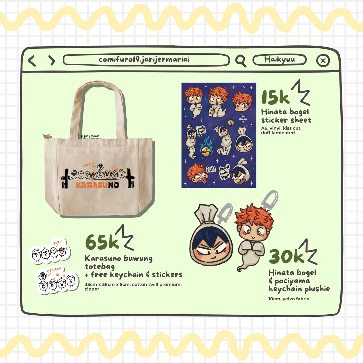 jarijemariai's tweet photo. 💛RTs/likes are appreciated💛

My catalogue for #CF19 is finally here

Pre-Order Batch 1 (Mail/Pick Up) 

🗓 PO period: until 10 Oct 2024
📦 pick up: DAY 1 - 2 (booth number soon)
🔗 form: https://t.co/yAHjpulBUX

Hq, Naruto, Boruto, Day6, many more

#cf19catalogue #comifuro19 https://t.co/IoDtog4NPO