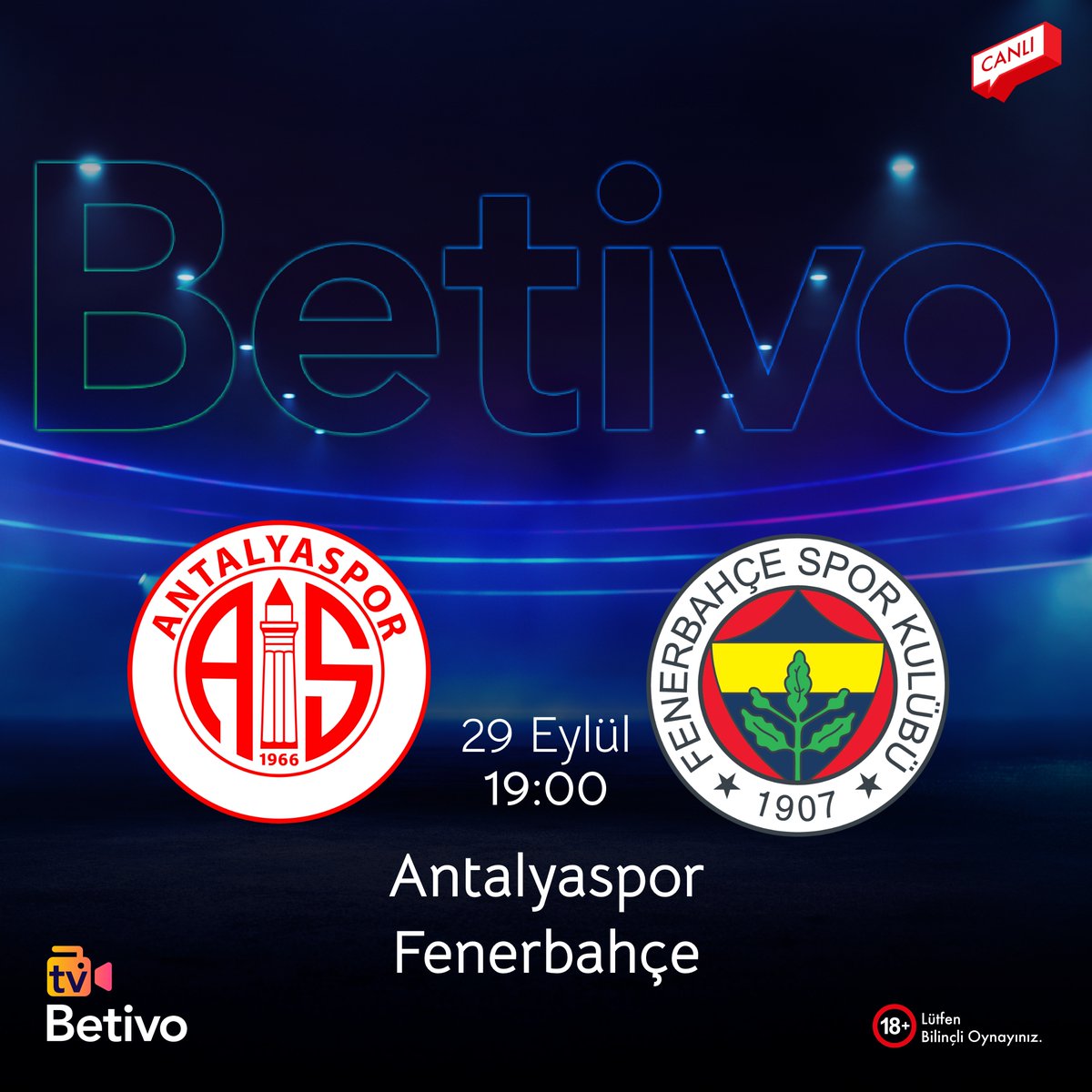 Pazar günü bahisleri Betivo'da! Günün maçı Antalyaspor - Fenerbahçe karşılaşmasına bahislerinizi yapın, efsane oranlar ile Betivo'da kazanın!

📲 tinyurl.com/betivouyeol
📺 tinyurl.com/BetivoTV
