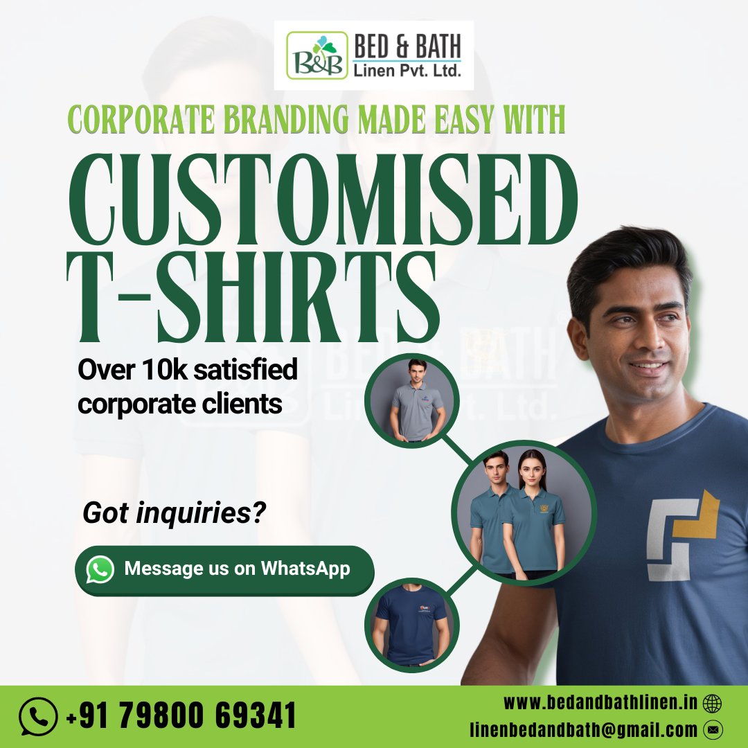 bedandbathlinen's tweet image. Elevate your brand with our customized t-shirts, trusted by over 10k clients. Perfect for events, giveaways, or daily wear.

WhatsApp: +91 79800 69341
Mail us: linenbedandbath@gmail.com
Visit us: bedandbathlinen.in

#customizedtshirt #branding #tshirts  #bedandbathlinen