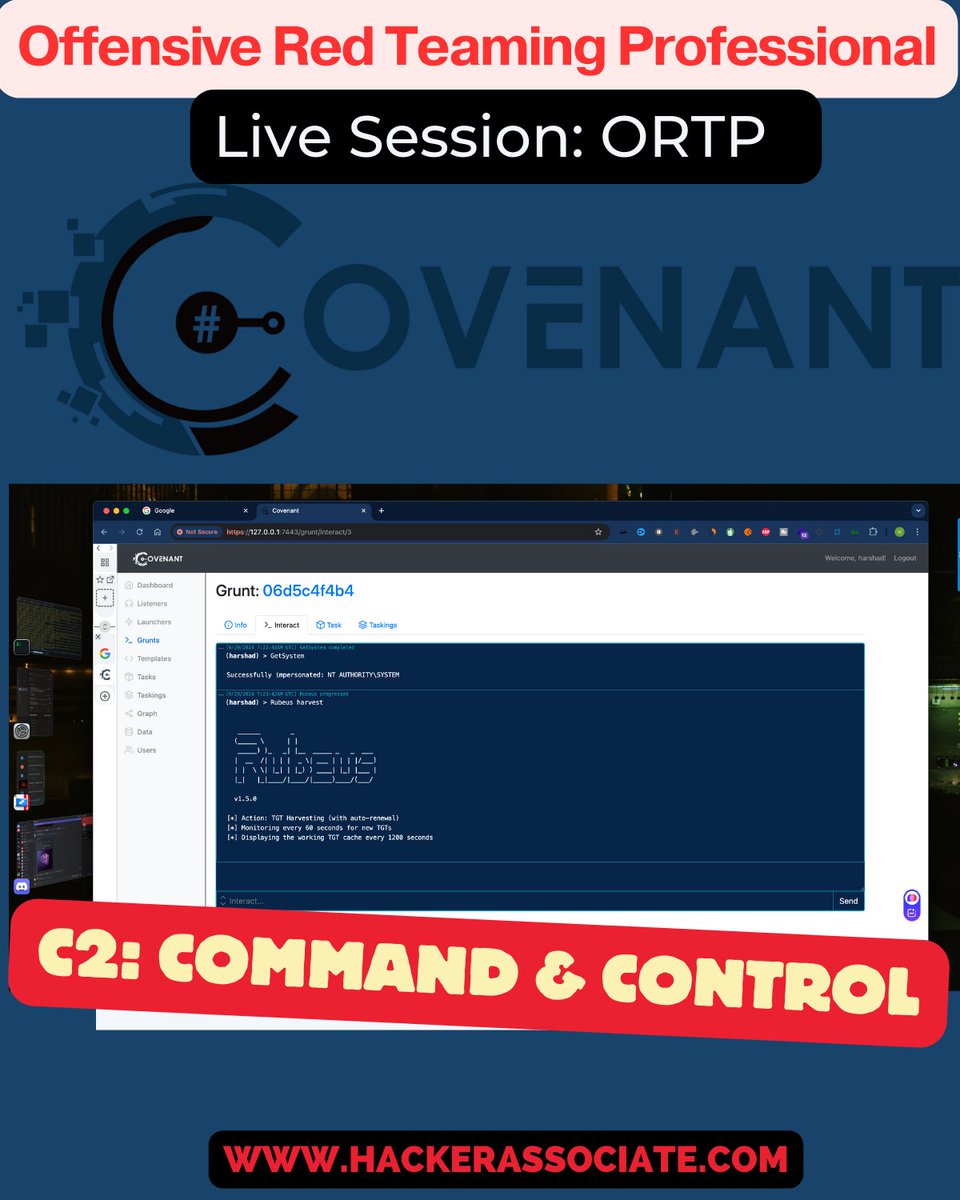 harshad_hacker's tweet image. 🔴 Offensive Red Teaming Professional | ✅ ORTP
👉🏻 Live Session 🖇️:
Diving deep into a Red Teaming exercise using the powerful Covenant C2 framework. @harshad_hacker
💻 Covenant: C2 Framework 🔧
🎯 Engaging in a Red Teaming Exercise 🕵️♂️
🔍 Uncovering vulnerabilities ❗
🛡️…
