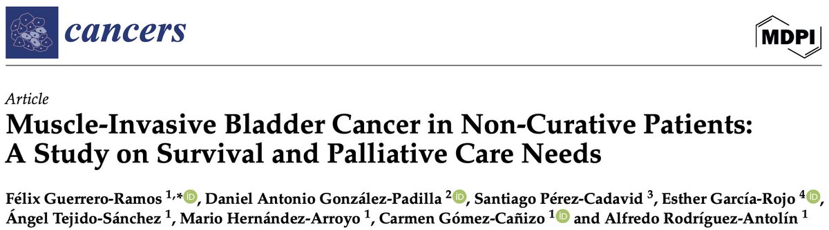 DrFelixGuerrero's tweet photo. 🚨Just published at @Cancers_MDPI
📉#MIBC unsuitable for curative options: poor survival &amp; underserved population 🟰 HIGH UNMET NEED!
🪦OS < 1 year
👓Take a look: https://t.co/AfY9GM4mqo
@Urologia12 @Daniel_Urologia @rojo_esther @cgdelcanizo @MarioHArroyo @MDPIOpenAccess @GUOaeu https://t.co/7GBafOcqaC