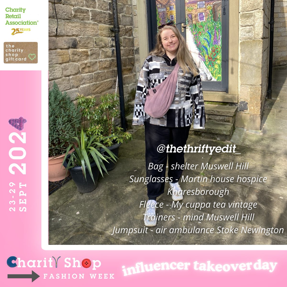 CharityRetail's tweet photo. @thethriftyedit_ shared some lovely charity shopped looks with us for #CSFW - we especially love using a charity shop as a backdrop! β#CSFW #charityshops #charityshopfashionweek #CSFW2024 #sustainablefashion #SFW #SFW2024 @thecharityshopgiftcard @sustainablefashionweek_uk https://t.co/lYia7bxVTP
