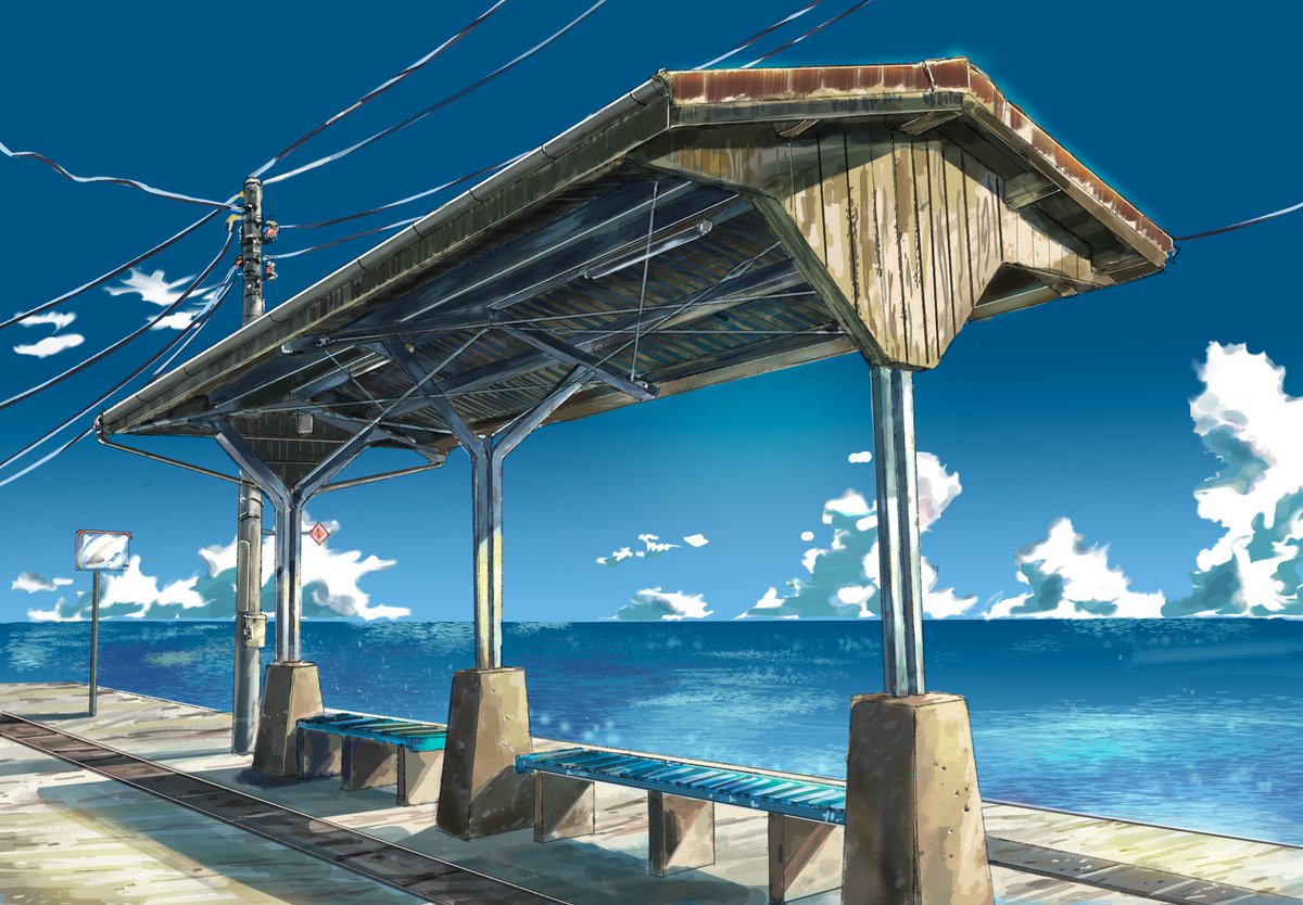 qdsn's tweet photo. 現地で見た景色を元に描いてみた
#下灘駅 https://t.co/N6Bnd4zLS3
