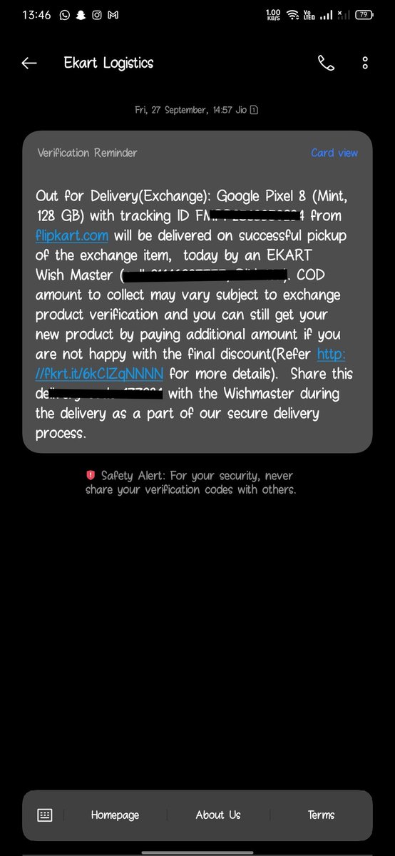 tusharkhatokar's tweet photo. I had ordered a Google Pixel 8 which was to be delivered on 27th September. I haven't received my order yet. The customer care support isn't supporting my issue and is taking time to deliver it even though it is in the nearest ekart hub. Please help me out @flipkartsupport https://t.co/YRW6VfaHcL