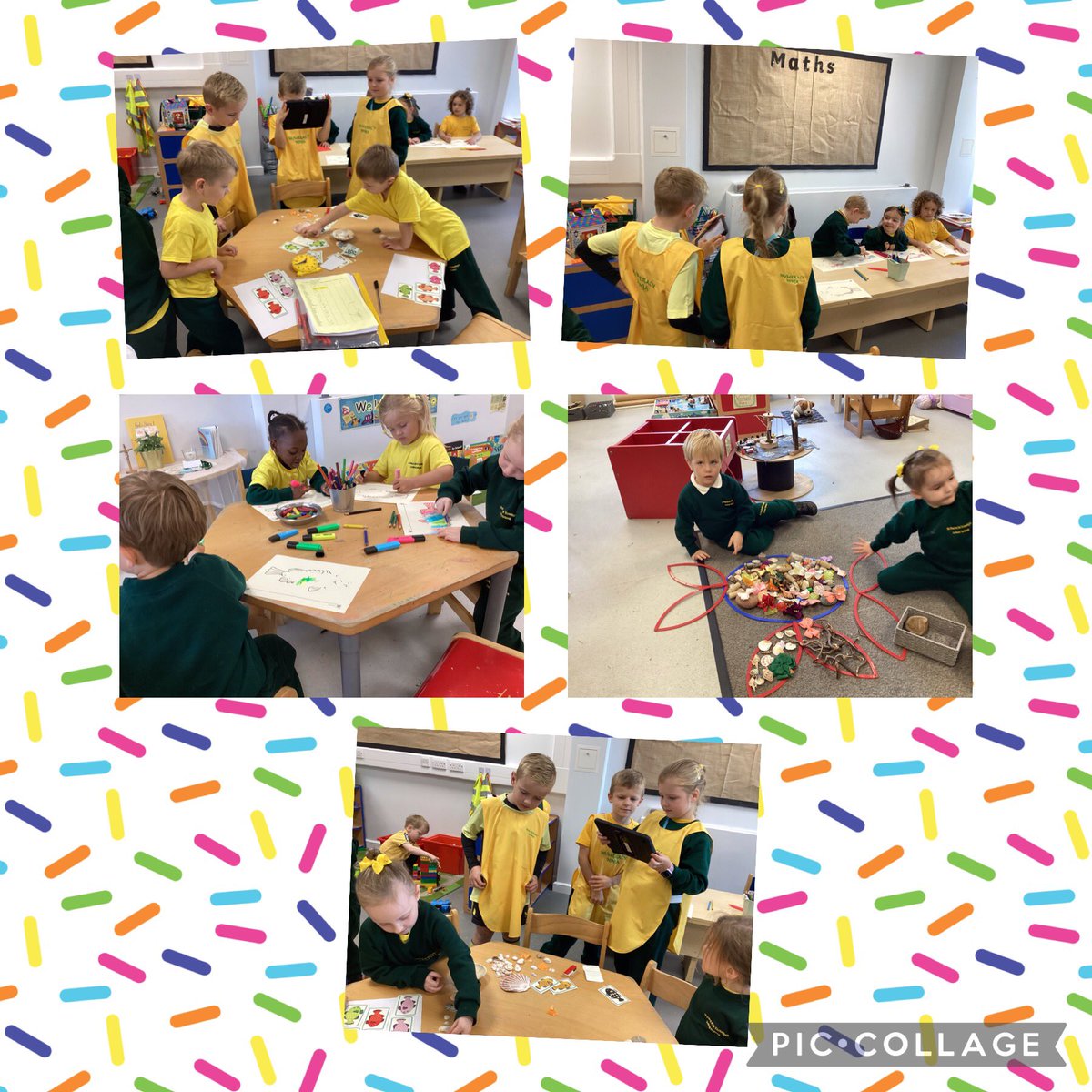 This afternoon our Year 2 Numeracy Ninjas visited reception to take photos of the maths work they were doing. Then they helped some year 1 children with maths activities too.  #mathspartyday