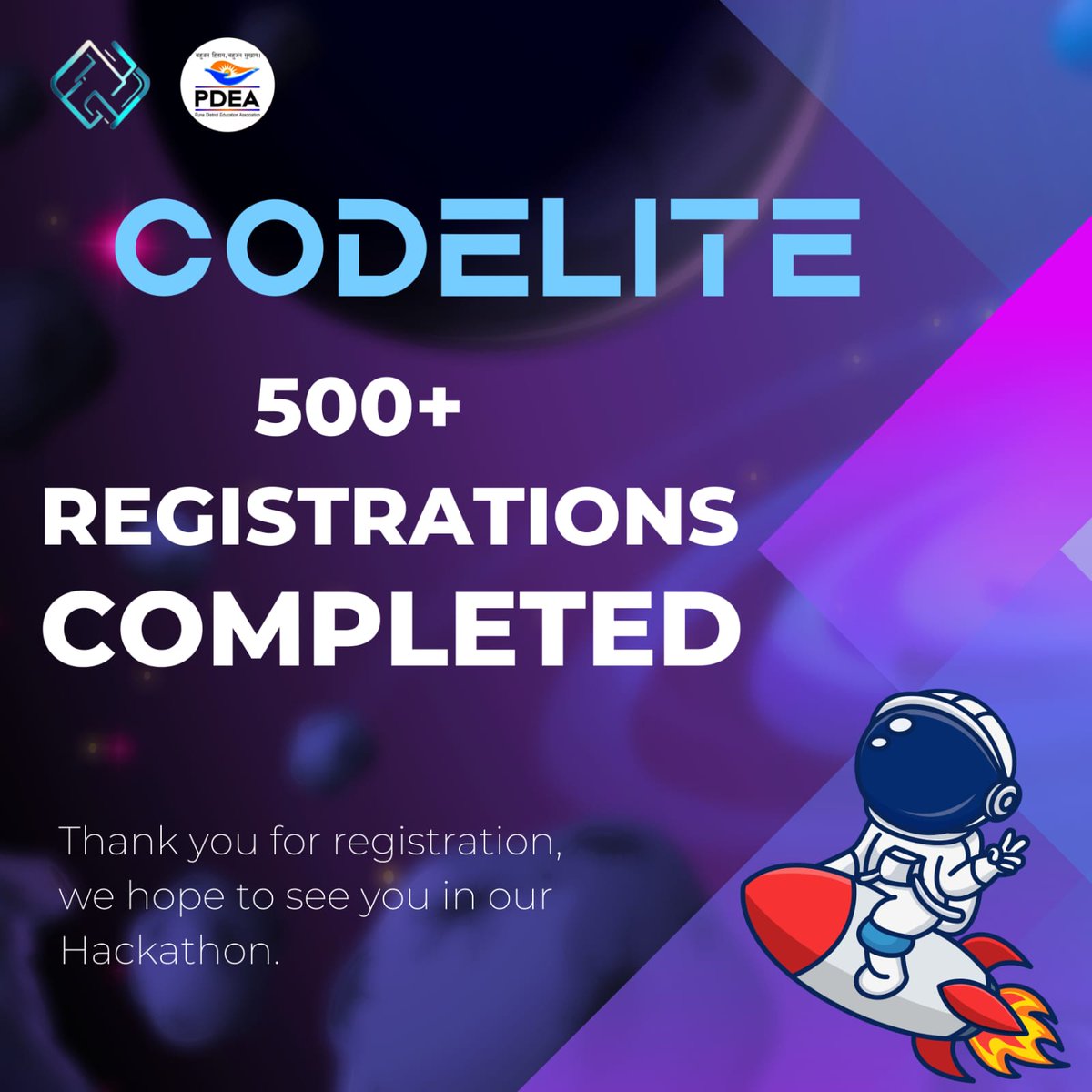 codelitehacks's tweet image. 🎉 We’ve hit a major milestone! Over 500 participants have registered for CODELITE Hackathon! 🚀 Thank you to everyone who&apos;s joined us—this is just the beginning. Let&apos;s code, create, and innovate together! 💻✨ #CODELITE #Hackathon #500Strong #Innovation