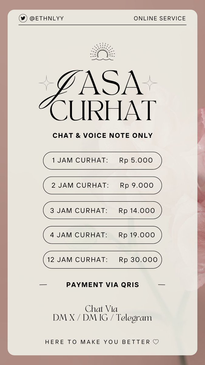 ๐๐๐ญ๐๐๐ซ | jasa curhat & terawang tweet media