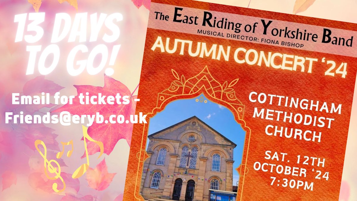 East Riding Band (@eastridingband) on Twitter photo We're coming to Cottingham!
£8 (£7 concessions), under 12s free!
<a href="/Cottingham_High/">Cottingham High</a> <a href="/LoveLocalEY/">LoveLocal-Cottingham</a> <a href="/CottSpringboard/">Springboard Festival</a> <a href="/looknorthBBC/">BBC East Yorkshire</a> <a href="/East_Riding/">East Riding Council</a> <a href="/EastRidingMums/">East Riding Mums</a> We're coming to Cottingham!
£8 (£7 concessions), under 12s free!
<a href="/Cottingham_High/">Cottingham High</a> <a href="/LoveLocalEY/">LoveLocal-Cottingham</a> <a href="/CottSpringboard/">Springboard Festival</a> <a href="/looknorthBBC/">BBC East Yorkshire</a> <a href="/East_Riding/">East Riding Council</a> <a href="/EastRidingMums/">East Riding Mums</a>