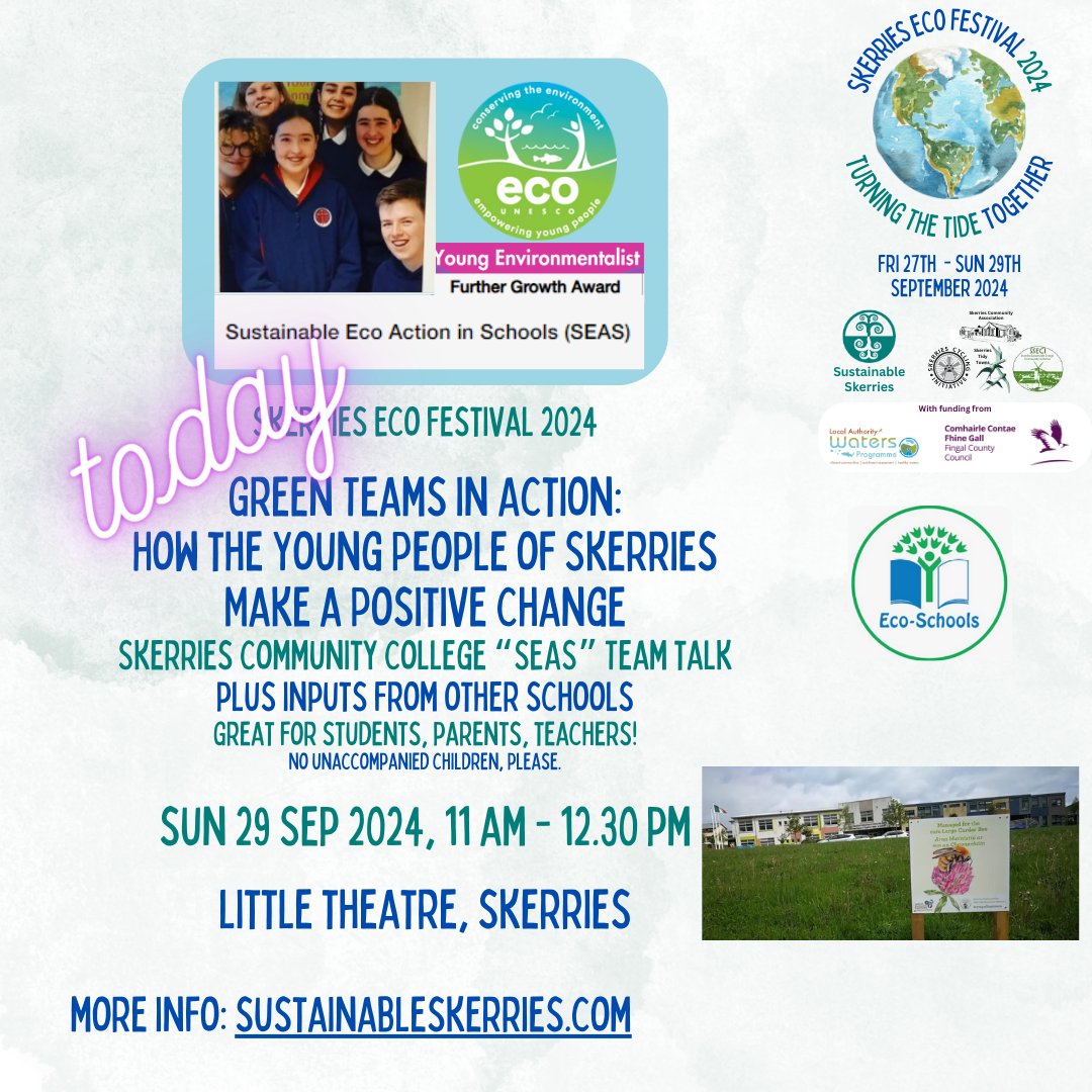 SustSkerries's tweet photo. All on today in and around Skerries Community Centre!
💚Skerries Eco Fair 11am - 3 pm
💚 Green Teams in Action 11 am
💚 Bike Repair Demos
💚 Comedy: Colm O'Regan 5 pm
💚 Family Arts Workshop with @sharkeydoodles 2 - 3 pm
💚 Gardening in Very Small Spaces Talk with Máire Jones https://t.co/LfZYwROMq2