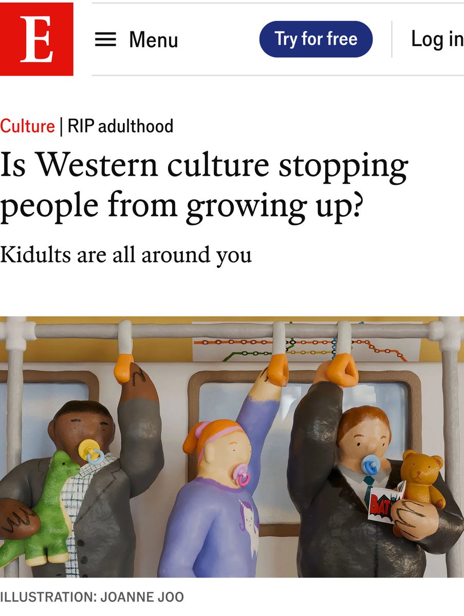 markovenden's tweet image. Loving this illustration by Joanna Joo in ⁦@TheEconomist⁩ the in-car strip map behind the #straphangers especially. Nice touch. #transitmaps