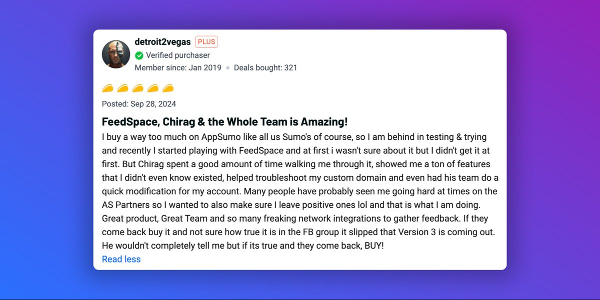 ChiragLathiya's tweet image. When existing customers are talking about and asking others to buy our next version of @getfeedspace - what else can someone ask for? 

Matter of few weeks to roll out Feedspace 3.0

If you are using Testimonial Tools, migrate to Feedspace because you are probably wasting money…
