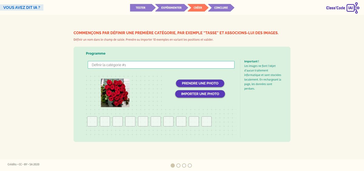 Salut. Sans doute déjà connu mais bon. Petit site pour comprendre le fonctionnement d'une IA avec mise en situation concrète (on importe des séries d'images pour entraîner une IA). Activité intéressante et éclairante à faire faire à nos jeunes élèves 😃👍pixees.fr/classcodeiai/a…