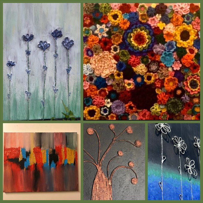 DDCrochetDesign's tweet photo. Morning all 😊

I’m currently working on a huge crochet project, so there’s nothing to share yet. I’m sharing some of my colourful, fibre-textured artwork that I created with my love of both art and yarn #MHHSBD #craftbizparty #smartsocial #sundayfringe

https://t.co/JHYeSkEZct