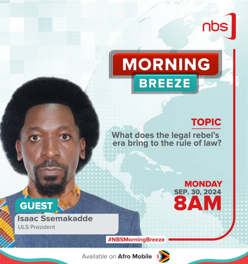 ug_lawsociety's tweet photo. Our President @IsaacSsemakadde is set to expound more on his readiness to Decolonize, demilitarize and digitalize us and the nation at large.

Catch him  tomorrow morning live on @nbstv  as @SimonKaggwaNjal takes him on during the Morning Breeze show.

#BackOnTrack https://t.co/0i6XXQjGc6