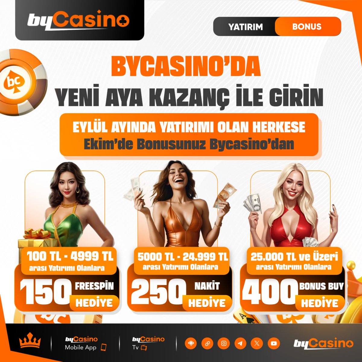 📲 cutt.ly/ueEAIwc3

BYCASİNO'DA💎 YATIRIM YAP KAZAN 💎

🤑 EYLÜL AYINDA YATIRIMI OLAN KAZANIYOR 💰

⚡️ SEN HALEN YATIRIM YAPMADIN MI ? 🪙
🔔 SON GÜN 30 EYLÜL SAAT 23:59 🔔

💎 YATIRIMINI YAP YENİ AYDA ÖDÜLÜNÜ KAZAN 🎁