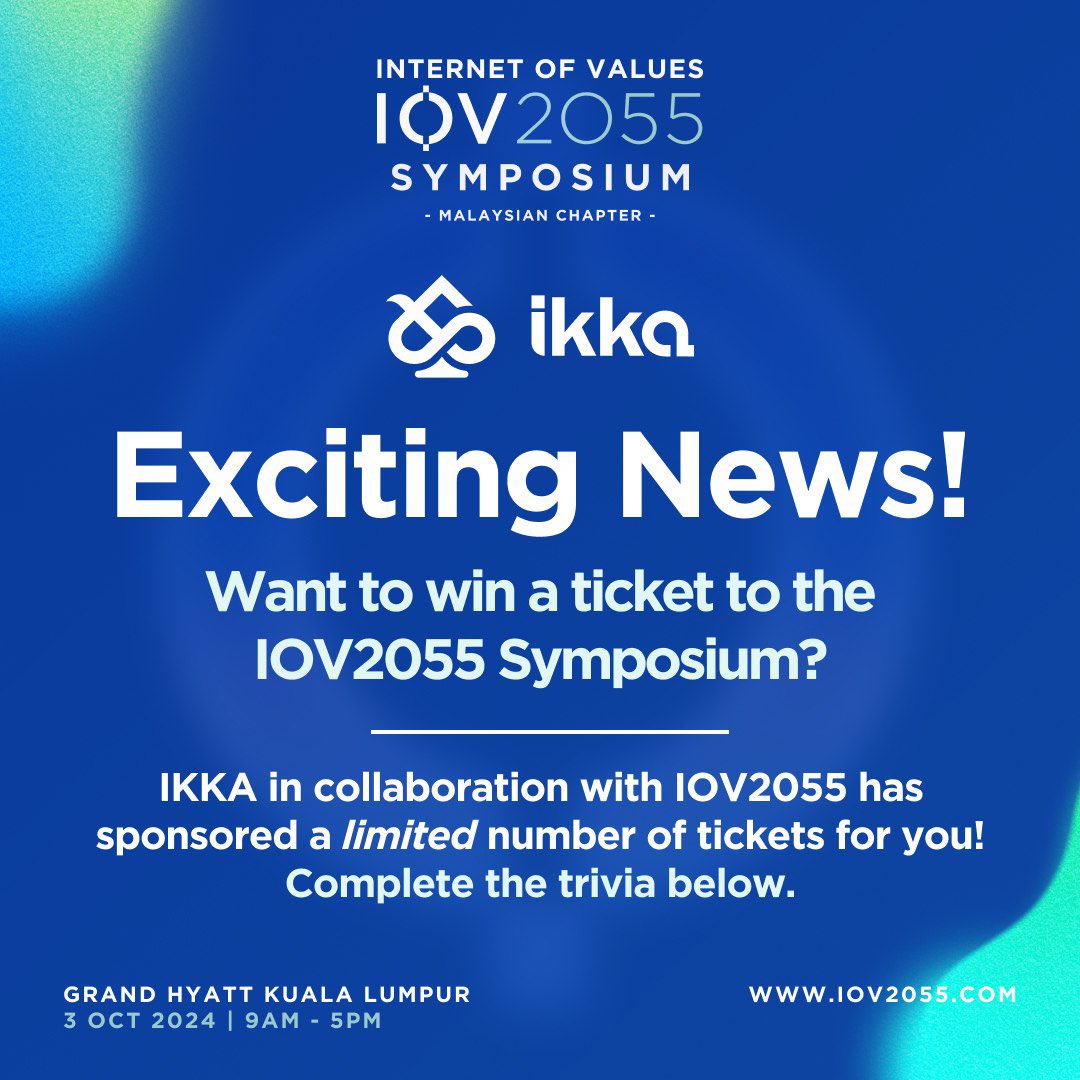 🎉 Stand a chance to win a ticket ! 🎉

IKKA &amp; IOV2055 are hosting a trivia contest for a chance to win a free ticket. Network with leaders, explore innovative ideas!

🔗 gleam.io/kDVVR/iov2055

#IOV2055 #BlockOn #Blocklime #ikka