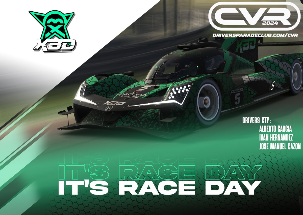 🔚Despedimos el #CVR desde un bonito circuito como es Fuji.

GTP
👤 <a href="/alberto_g85/">Alberto García</a>
👤 <a href="/hyperz_7/">Iván Hernandez</a> 
👤 <a href="/nrg_leviathan/">José M. Cazón</a>

GT3
👤 <a href="/XbdBalta1987/">BALTA FERNÁNDEZ</a> 
👤 <a href="/M_Griyo/">mario grillo</a> 

⏳ 13:00 aprox
📹 twitch.tv/driverparadecl…
📌 Fuji

#GREENPOWER #GOXBD