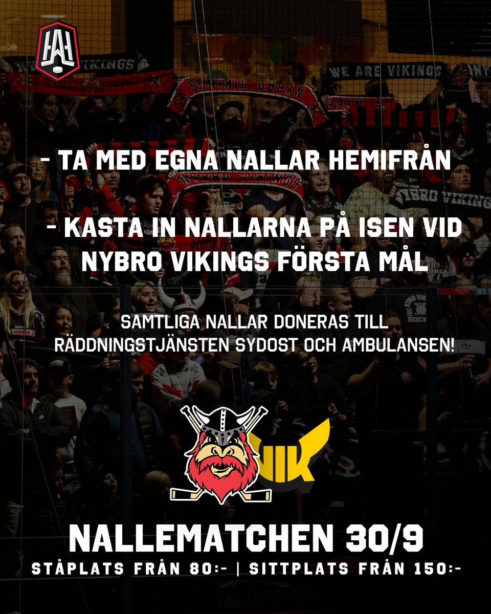 Imorgon är det dags för Nallematchen!

Ståplatsbiljetter från 80 kronor och sittplatsbiljetter från 150 kronor. Nu fyller vi hallen på nytt🙌

secure.tickster.com/sv/gy5b2nttpkk…
