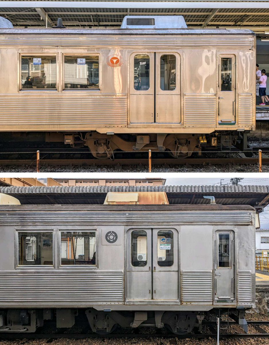 上：伊豆急8000系（元東急8000系） 下：長野電鉄8500系（元東急8500系