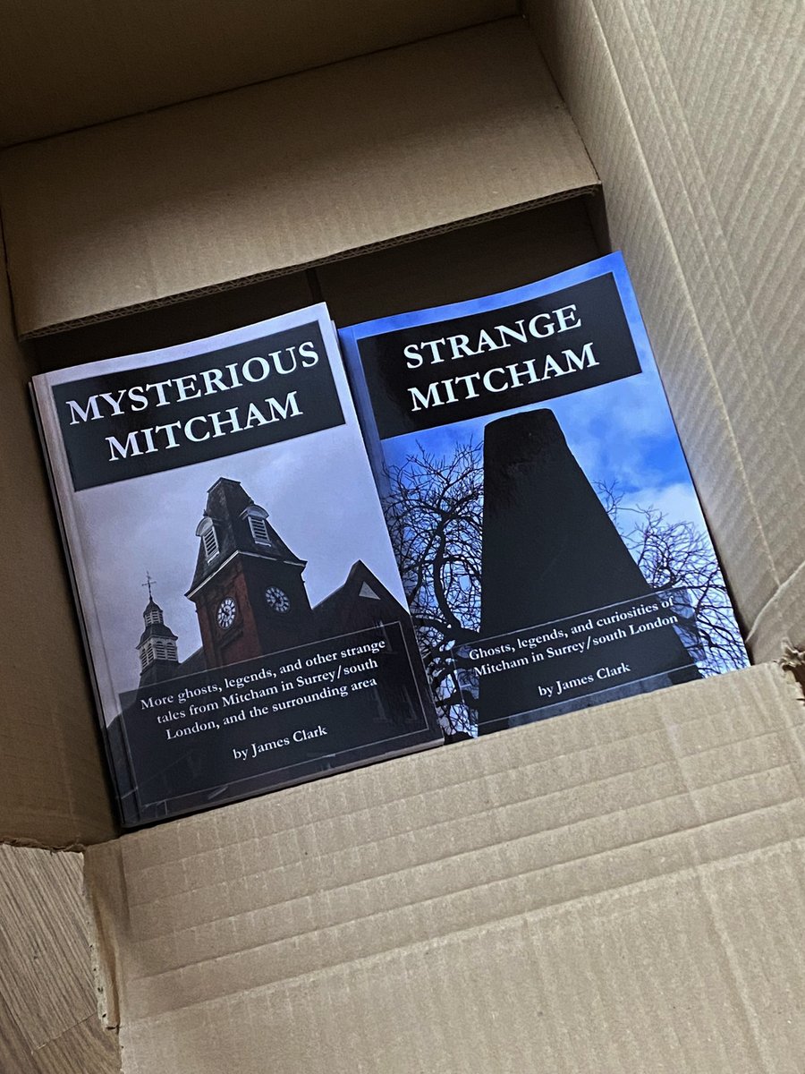 James_C_Clark's tweet photo. "They're he-ere!" Got a few paperbacks of 'Strange Mitcham' and 'Mysterious Mitcham' for friends, ready for #Halloween . To get yours, go to https://t.co/iKycPc5eHP . Also available for Kindle and Kindle Unlimited.

#Mitcham #ghosts #folklore #Merton https://t.co/1WEEjuLbRP