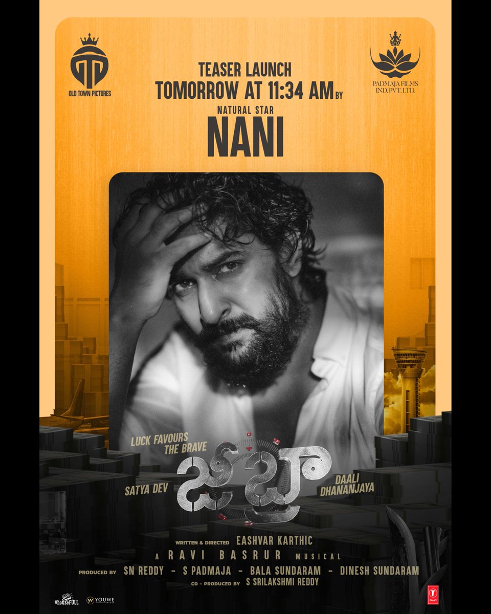 Glimpse into the 𝐖𝐎𝐑𝐋𝐃 𝐎𝐅 𝐙𝐄𝐁𝐑𝐀 to be launched in Telugu by NATURAL STAR 🌟 <a href="/NameisNani/">Nani</a> 🤩

#ZEBRATeaser Out Tomorrow @ 11:34 AM! 🔥

A <a href="/RaviBasrur/">Ravi Basrur</a> Musical 💥

#Zebra Worldwide grand Release on 𝐎𝐂𝐓𝐎𝐁𝐄𝐑 𝟑𝟏𝐬𝐭 in 5 Languages. #ZEBRAOnOct31 ❤‍🔥