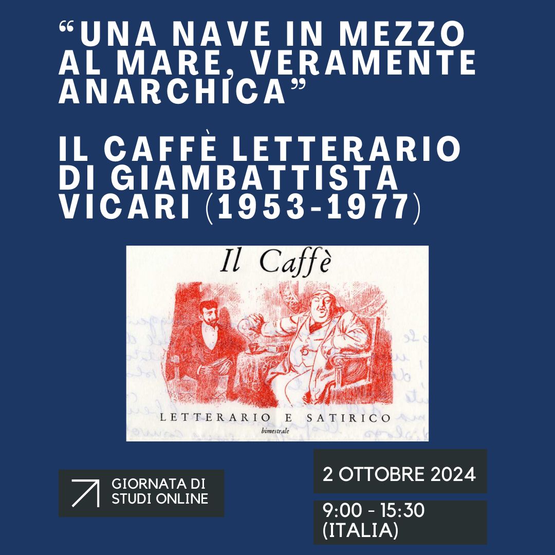 abusettovicari's tweet photo. IL PROSSIMO 2 OTTOBRE GIORNATA DI STUDI ONLINE SU Giambattista Vicari e "il Caffè"
L'evento  è sponsorizzato dal Department of Italian Studies e dall'Archivio il  Caffè di Giambattista Vicari  e ed è una collaborazione tra la  Professoressa Eloisa Morra e Anna Palumbo. https://t.co/S0zq95Hqdk