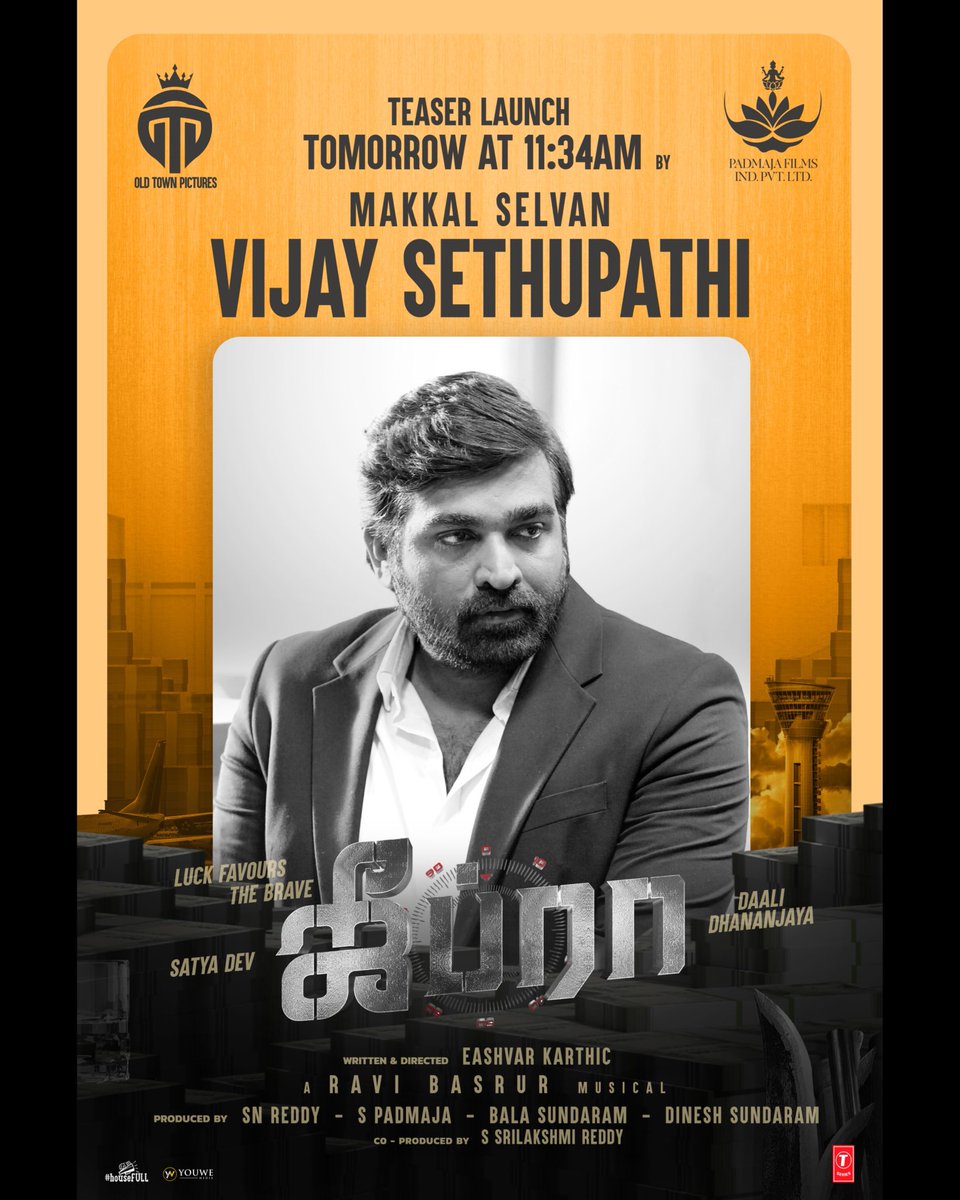 Glimpse into the 𝐖𝐎𝐑𝐋𝐃 𝐎𝐅 𝐙𝐄𝐁𝐑𝐀 to be launched in Tamil by MAKKAL SELVAN  <a href="/VijaySethuOffl/">VijaySethupathi</a> 🤩

#ZEBRATeaser Out Tomorrow @ 11:34 AM! 🔥

A <a href="/RaviBasrur/">Ravi Basrur</a> Musical 💥

#Zebra Worldwide grand Release on 𝐎𝐂𝐓𝐎𝐁𝐄𝐑 𝟑𝟏𝐬𝐭 in 5 Languages. #ZEBRAOnOct31 ❤‍🔥