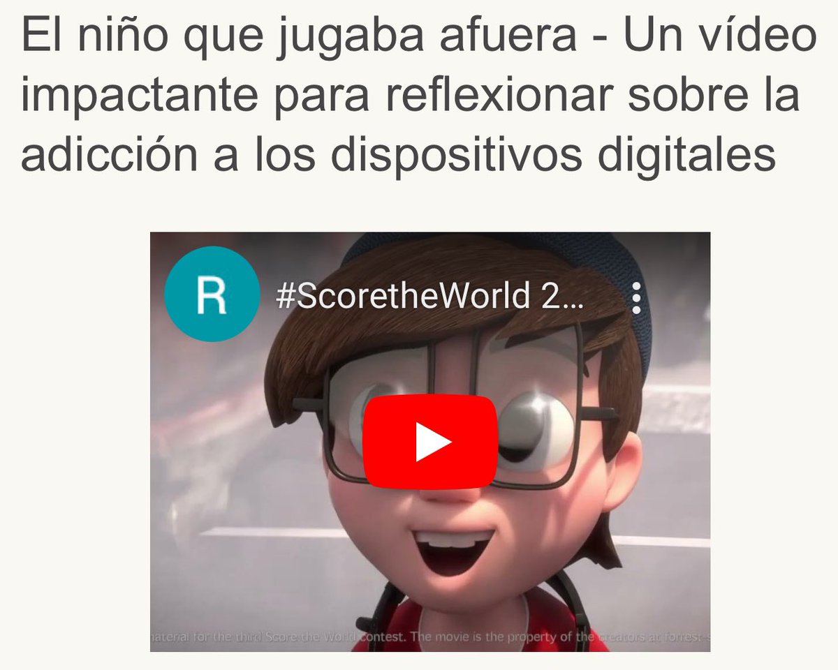 AyudaMaestros's tweet photo. El niño que jugaba afuera - Un vídeo impactante para reflexionar sobre la adicción a los dispositivos digitales. 👉 https://t.co/LFBzcGCHgp Por @Manu___Velasco https://t.co/P8JtezYHkf