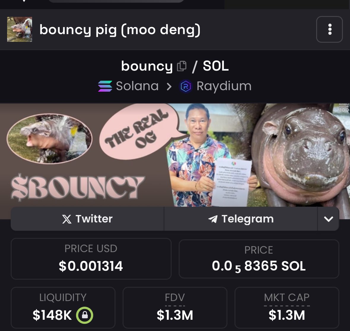 themistergoat's tweet image. Fake OG #moodeng: 6asRuqr7yJtqDaqRcPBL5A3J8Q5LyuQt6tqy1N5cpump

Real OG #moodeng $bouncy: CoUxXvFyK8GEaTSfgTQn8ktiRCyXz33bmuk24Affcvzk

moo deng is a thailand word that means bouncy pig

im going with real og 

🦛