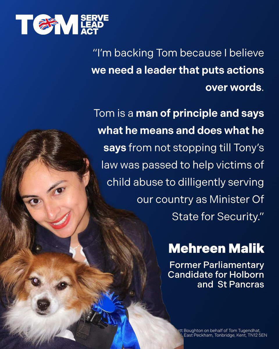I’m backing <a href="/TomTugendhat/">Tom Tugendhat</a> to be the next leader of the <a href="/Conservatives/">Conservatives</a> 

#tomtugendhat #cpc24