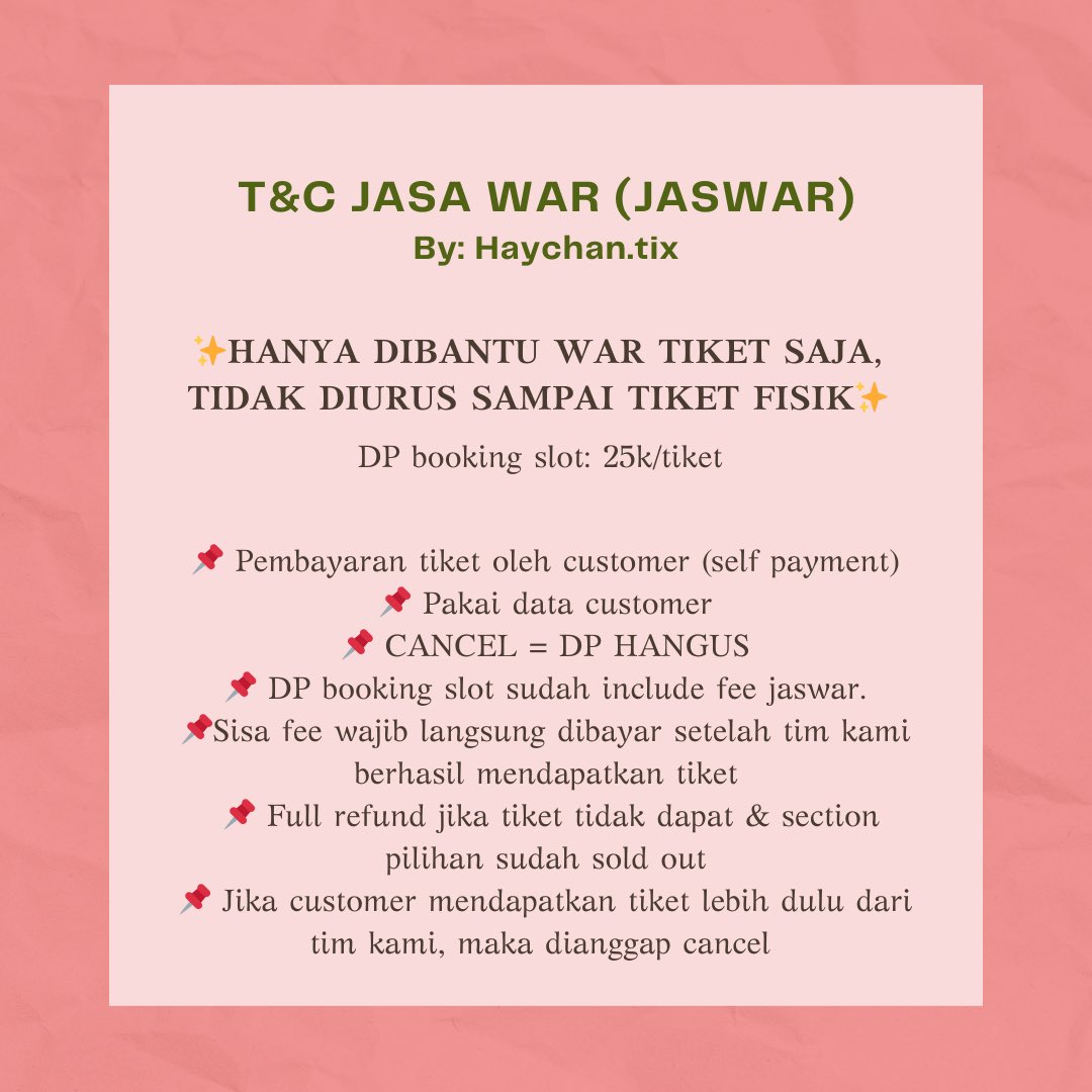 Haychan.tix | JASTIP & JASWAR TIKET tweet media