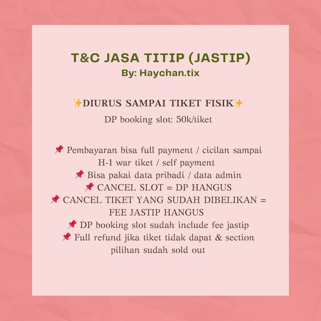 Haychan.tix | JASTIP & JASWAR TIKET tweet media