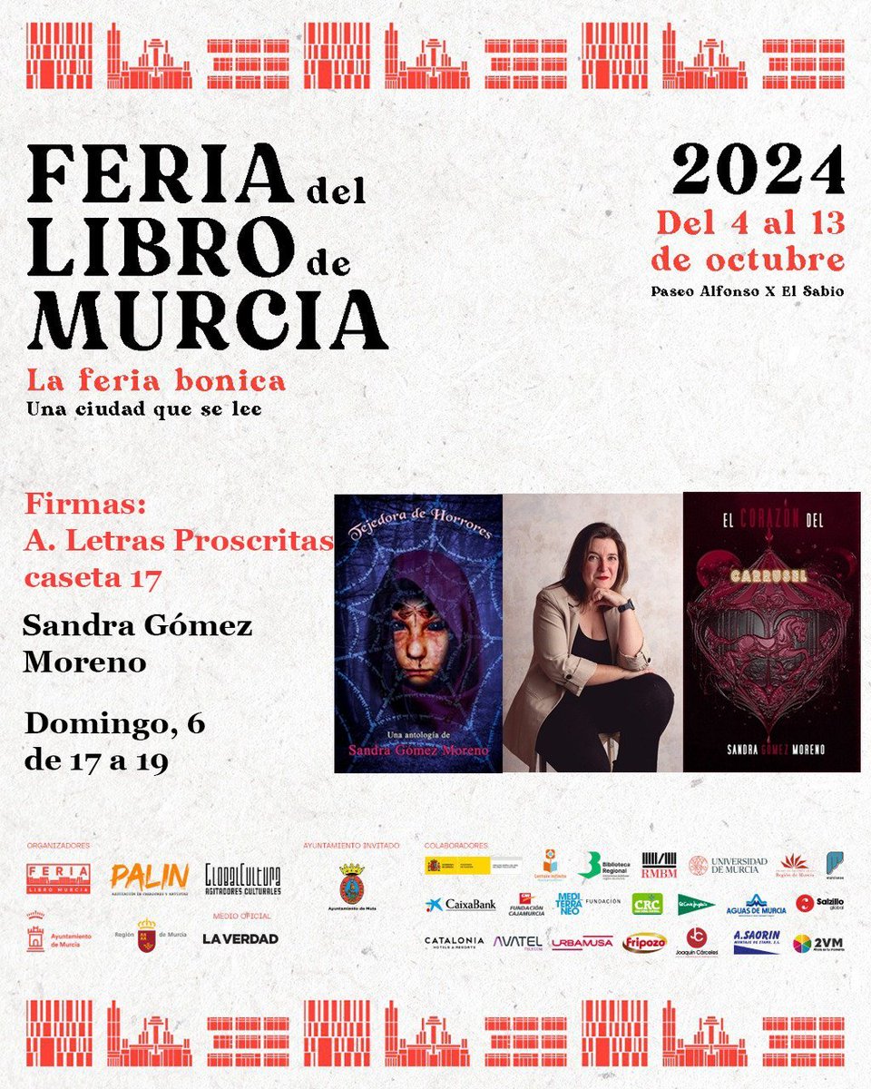 La fantástica escritora <a href="/Dama_Terror/">Sandra Gómez</a> os dedicará sus historias para no dormir el próximo 6 de 17-19. ¿Os gusta el terror? Os encantará conocerla

<a href="/feriaLibroMurci/">Feria del Libro de Murcia</a>  #leeautoeditados #libros #sueña