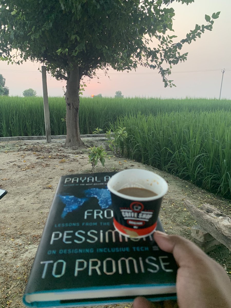 desiphdstory's tweet photo. It’s sunday at 3.39, I finished my latest read by @3Lmantra 
The reading perch has been Indiana Jones-que, given I take my chai to wheat fields to finish this
Lovely book, and I wouldn’t have minded reading some 200 more pages on this
#readings #weekendbooks https://t.co/soL18FbUMW