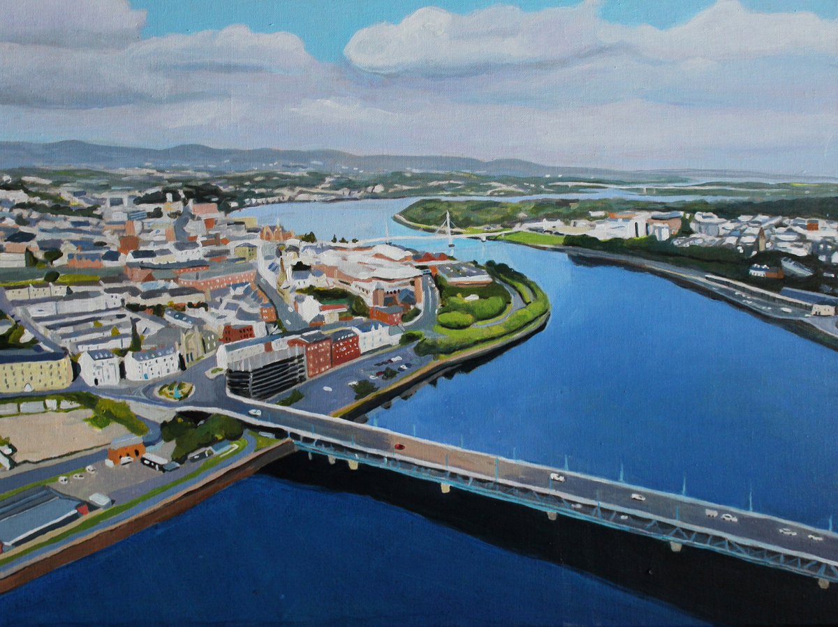 SwanseaArtist's tweet photo. My latest commission "A River Divides", a painting of Derry from above, is now finished!
If you would like to commission me to paint your favourite place, click this link for details on how to do so - https://t.co/IPH5gEeJA7 #derry #acrylic #linencanvas #commissionedwork https://t.co/boJG4HRU5G
