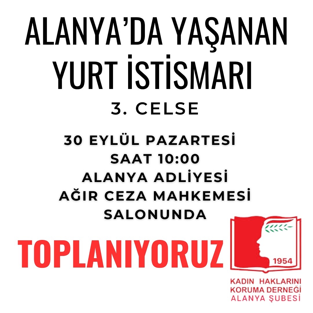 Alanya çocuklarına sahip çık! Alanya’da bir tarikat yurdunda yaşanan çocuk istismarı davasında, çocuklarımızın yanındayız. Kamuoyu baskısı yaratmak için Alanya Adliyesine sabah saat 10:00 da tüm duyarlı vatandaşları desteğe davet ediyoruz.

<a href="/AlanyaKHKD/">Alanya Kadın Haklarını Koruma Derneği</a> <a href="/DeprenMelek/">Melek Depren</a>