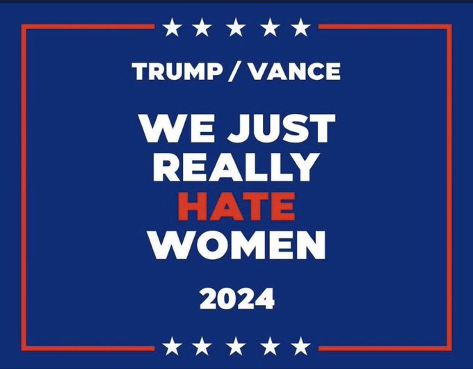 #DemsUnited #DemVoice1 
Trump called Kamala Harris "mentally disabled" yesterday. He said during the debate that she "puts out."
Vance said women should stay in violent marriages, and that childless women are "miserable cat ladies."
Why would any woman vote for them?