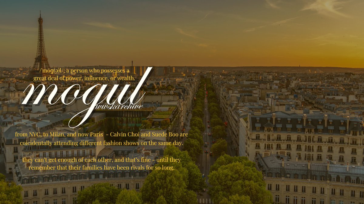 wwskarchive's tweet photo. mogul — #cheolboo au! 🦋

from nyc to milan, and now paris— calvin choi and suede boo are coincidentally attending different fashion shows on the same day.

they can't get enough of each other, and it’s fine — until they remember that their families have been rivals for so long. https://t.co/XKtP7v0RLa